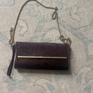 White House Black Market Purple and Gold Clutch